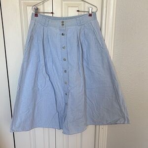 Cabin Creek Sky Blue Denim A-Line Skirt with Button Detail